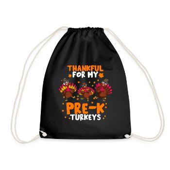 Thankful For My Pre-k School Preschool Kindergarten - Drawstring Bag - black - Front