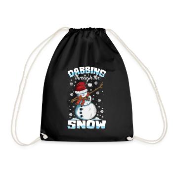 Dancing in the snow Snowman Christmas time X-Mas - Drawstring Bag - black - Front