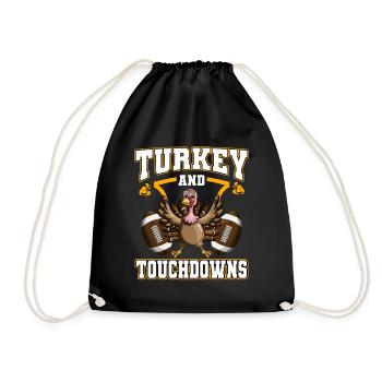 Footballer Player Touchdowns Turkey Holiday - Drawstring Bag - black - Front
