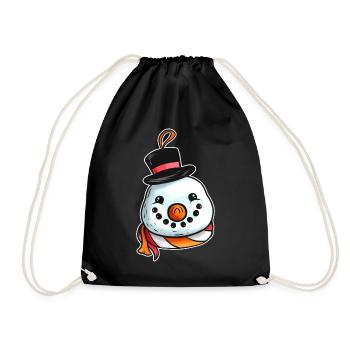 Kawaii Xmas Christmas Tree Ball Globe Snowman - Turnbeutel - Schwarz - Vorne