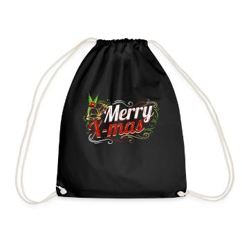 Mistletoe Bells Ornaments Logo For A Merry - Turnbeutel - Schwarz - Vorne