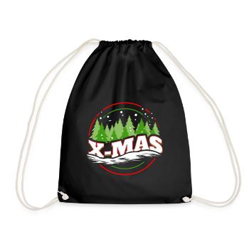 X-mas Xmas Logo With Trees For Christmas - Drawstring Bag - black - Front