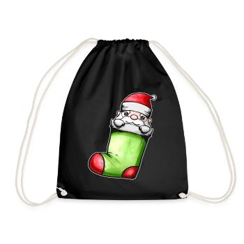 Mignon Kawaii Santa In Sock On Chimney Fireplace - Sac de sport léger - noir - Devant