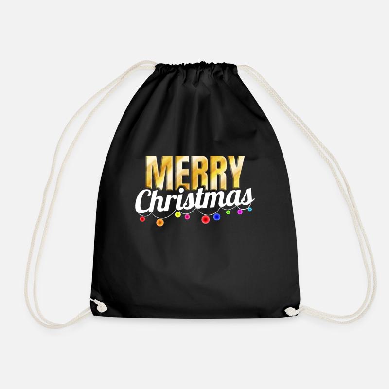Light Chain Decorated Merry Christmas - Drawstring Bag - black