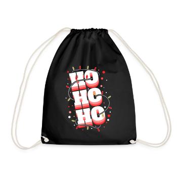 Ho Ho Ho Letters With Light Chain Christmas - Drawstring Bag - black - Front