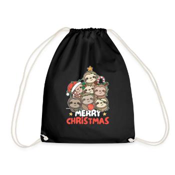 Paresseux arbre de Noël Joyeux Noël - Sac de sport léger - noir - Devant