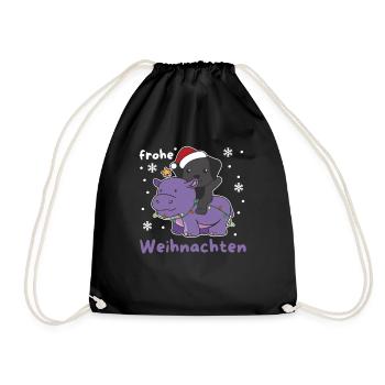 Weihnachts Hippo Labrador frohe Weihnachten Hunde - Turnbeutel - Schwarz - Vorne