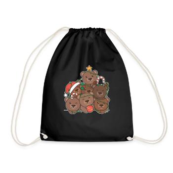 Ours Arbre de Noël Drôle Animal Noël - Sac de sport léger - noir - Devant