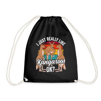 I just like kangaroos very much animal kangaroo - Drawstring Bag - black - Front