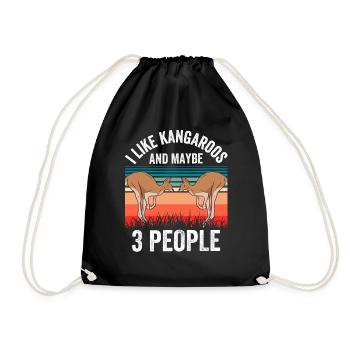 I like kangaroos and maybe 3 people animal - Drawstring Bag - black - Front