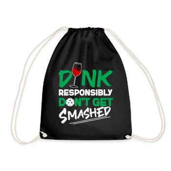 Pickleball Pun Wine Dink - Drawstring Bag - black - Front