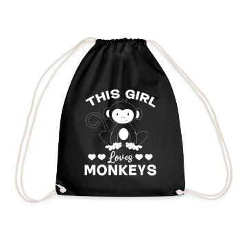 Orangutan Monkey Lover - This Girl loves Monkeys - Drawstring Bag - black - Front