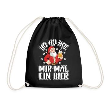Ho Ho Hol Mir Mal Ein Bier - Lustiger Weihnachtsma - Turnbeutel - Schwarz - Vorne