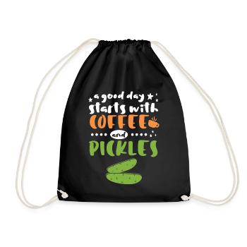 Starts With Coffee and Pickles - Drawstring Bag - black - Front