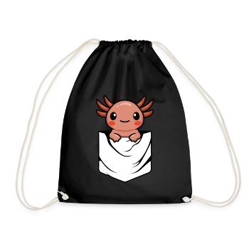 Anime Axlotl - Drawstring Bag - black - Front