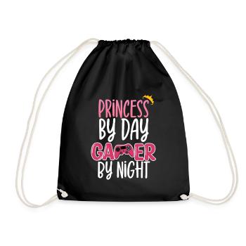 Princess By Day Gamer By Night - Drawstring Bag - black - Front