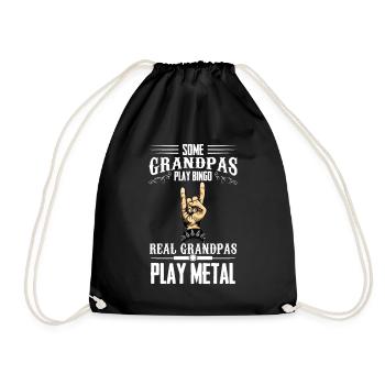 Metal Grandpas Heavy Metal Mode Rocking Music Ha - Drawstring Bag - black - Front