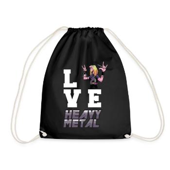 Love Heavy Metal Rock You Metal Fan Rocking Hard R - Drawstring Bag - black - Front