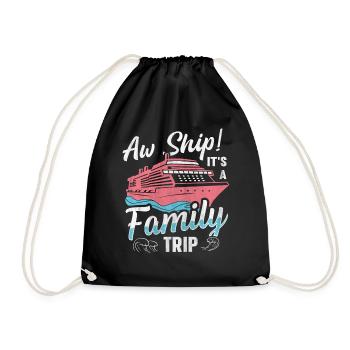 Aw Navire! C’est un voyage en famille | Croisière en famille - Sac de sport léger - noir - Devant