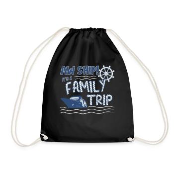 Aw Navire! C’est un voyage en famille | Croisière en famille - Sac de sport léger - noir - Devant