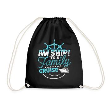 Aw Navire! C’est un voyage en famille | Croisière en famille - Sac de sport léger - noir - Devant