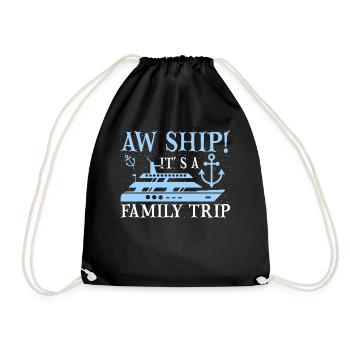 Aw Navire! C’est un voyage en famille | Croisière en famille - Sac de sport léger - noir - Devant