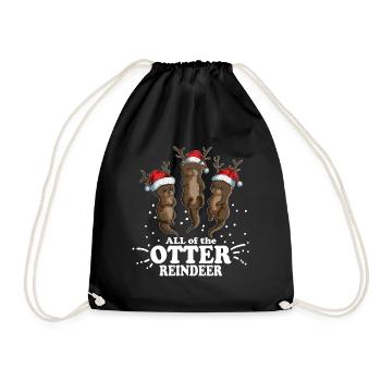 Christmas Otter Kids Family Otter Outfit - Drawstring Bag - black - Front