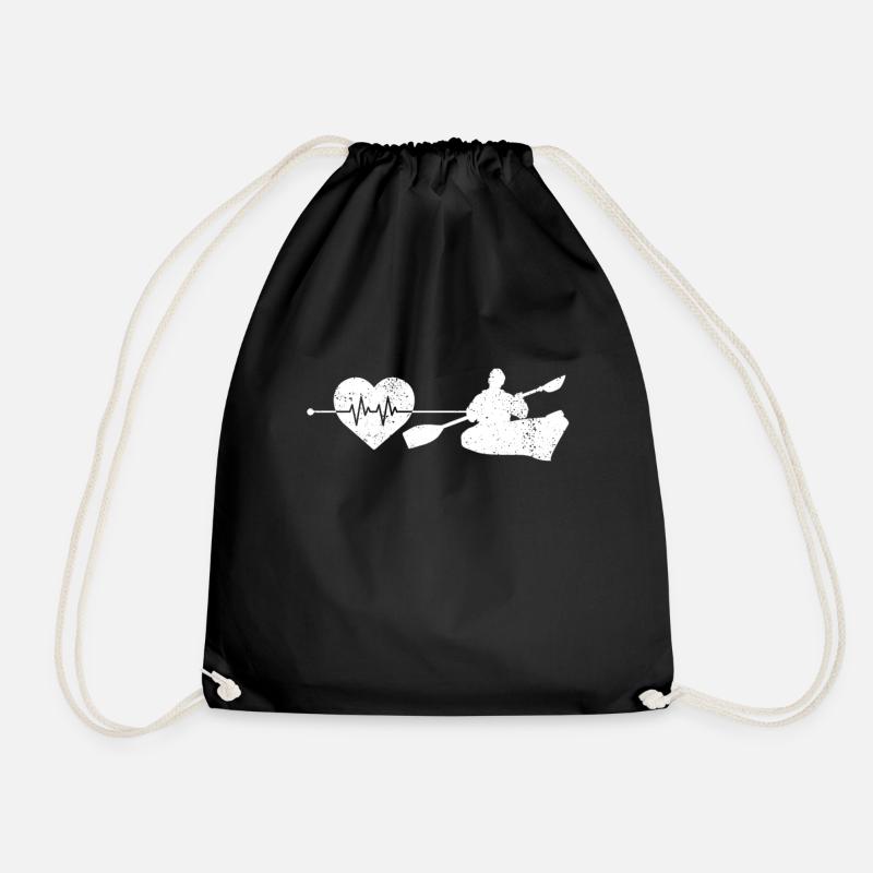 Canoe Kayak Heartbeat - Drawstring Bag - black