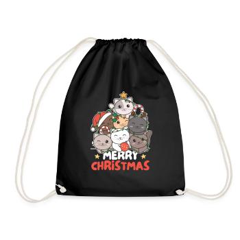 Cat Christmas Tree Merry Christmas - Drawstring Bag - black - Front