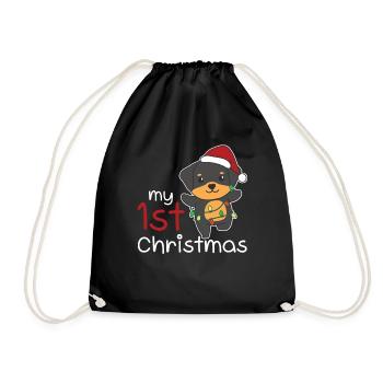 Rottweiler Christmas Dogs my 1st Christmas - Drawstring Bag - black - Front