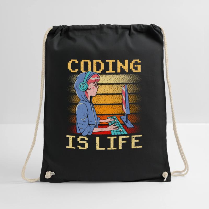 Coding is Life Coder Code Programmer Drawstring Bag