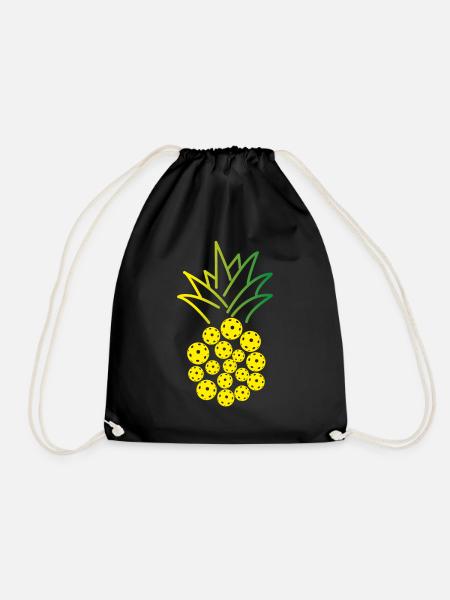 Pickleball Pineapple - Drawstring Bag - black