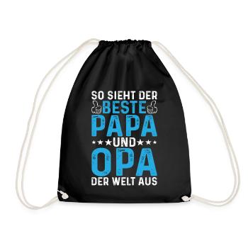 So Sieht Der Beste Papa Und Opa Der Welt Aus - Bes - Turnbeutel - Schwarz - Vorne