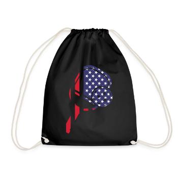 Pickleball Paddle American Flag - Drawstring Bag - black - Front