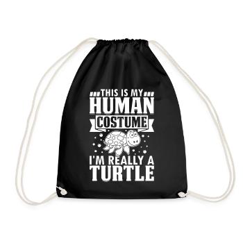 Cute Turtles - This Is My Human Costume I'm Really - Drawstring Bag - black - Front