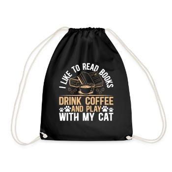 Cute Cat Lover - I Like To Read Books And Play Wit - Drawstring Bag - black - Front