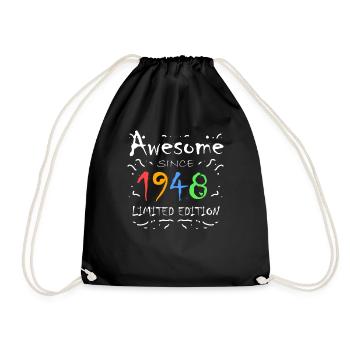 1948 - Born 1948 - Year of birth 1948 - Drawstring Bag - black - Front