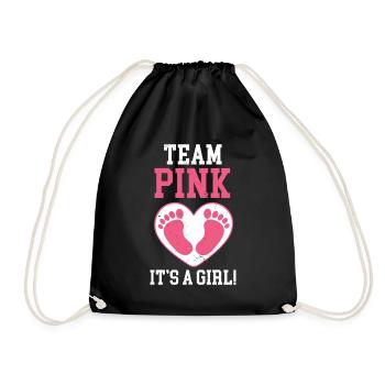 Team Pink Its A Girl - Turnbeutel - Schwarz - Vorne