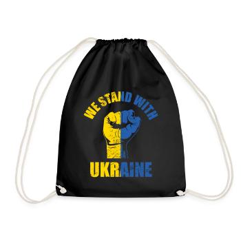 We Stand With Ukraine - Drawstring Bag - black - Front