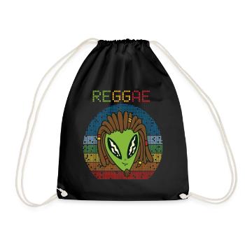 Reggae Alien Retro Jamaika Rasta Souvenir Rastafar - Turnbeutel - Schwarz - Vorne