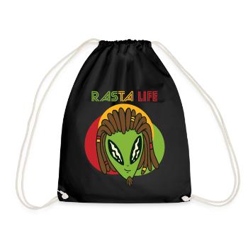 Reggae Alien Herz Rasta Jamaika Souvenir Rastafari - Turnbeutel - Schwarz - Vorne