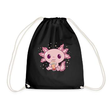 Axolotl Coffee Lover Pumpkin Spice Latte Axolotl - Drawstring Bag - black - Front