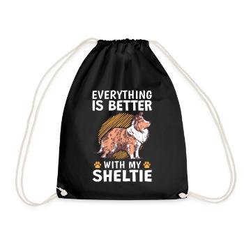 Everything is better with a Shetland Sheepdog - Drawstring Bag - black - Front