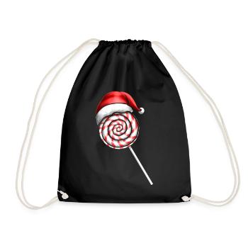 Candy Cane Lollipop Santas Hat Merry Christmas - Turnbeutel - Schwarz - Vorne