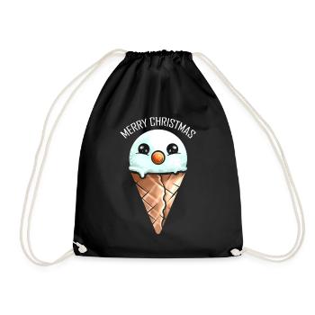 Snowman Ice Cone Merry Christmas - Turnbeutel - Schwarz - Vorne