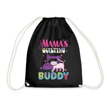 Mama's Quilting Buddy Sewer Sewing Quilt Quilter - Drawstring Bag - black - Front