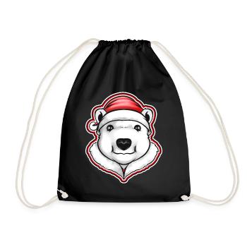 Ours polaire avec chapeau de Père Noël pour Noël - Sac de sport léger - noir - Devant