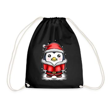 Kawaii Cute Penguin Santa Dress In Snow For - Turnbeutel - Schwarz - Vorne