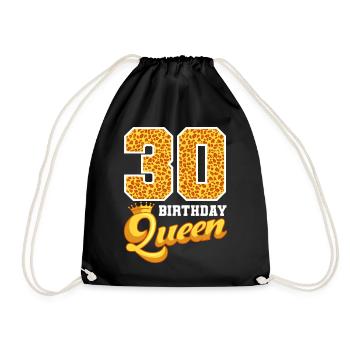 30th birthday Queen Leopard 30 years celebration - Drawstring Bag - black - Front