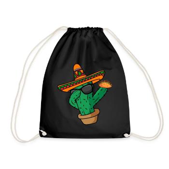 Dabbing Cactus Mexican Fiesta Taco Cinco De Mayo - Drawstring Bag - black - Front